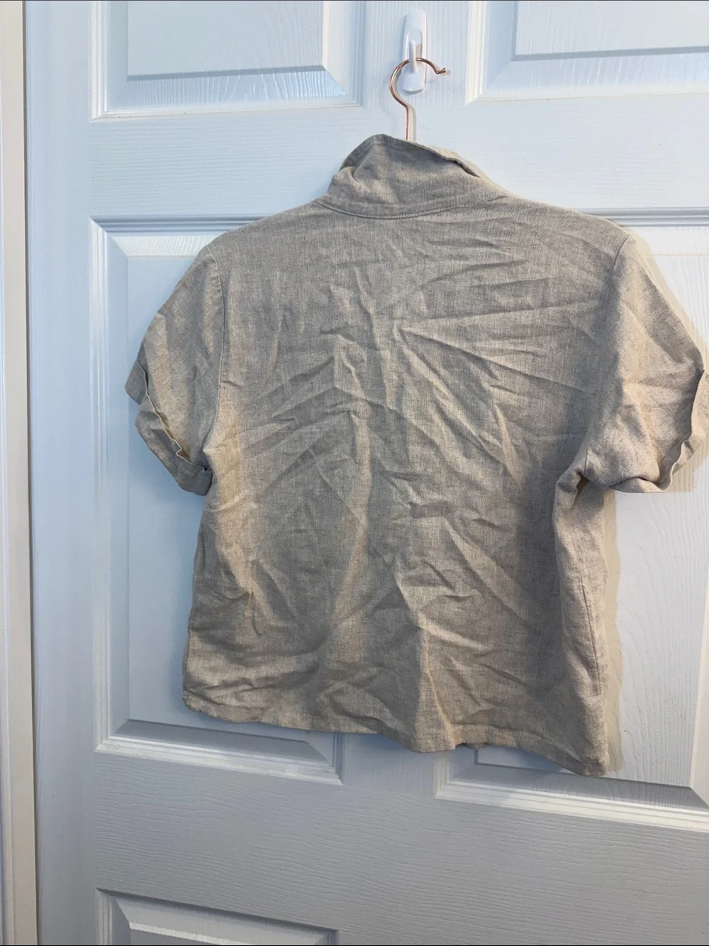 Banana Republic Short-Sleeve Linen Button-Down Shirt in Light Beige